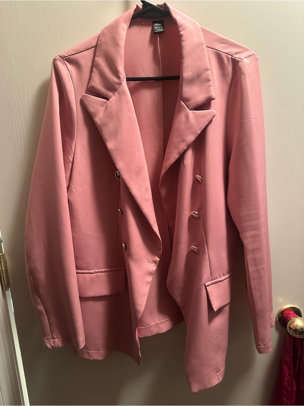 Niay Dusty Rose Double-Breasted Blazer